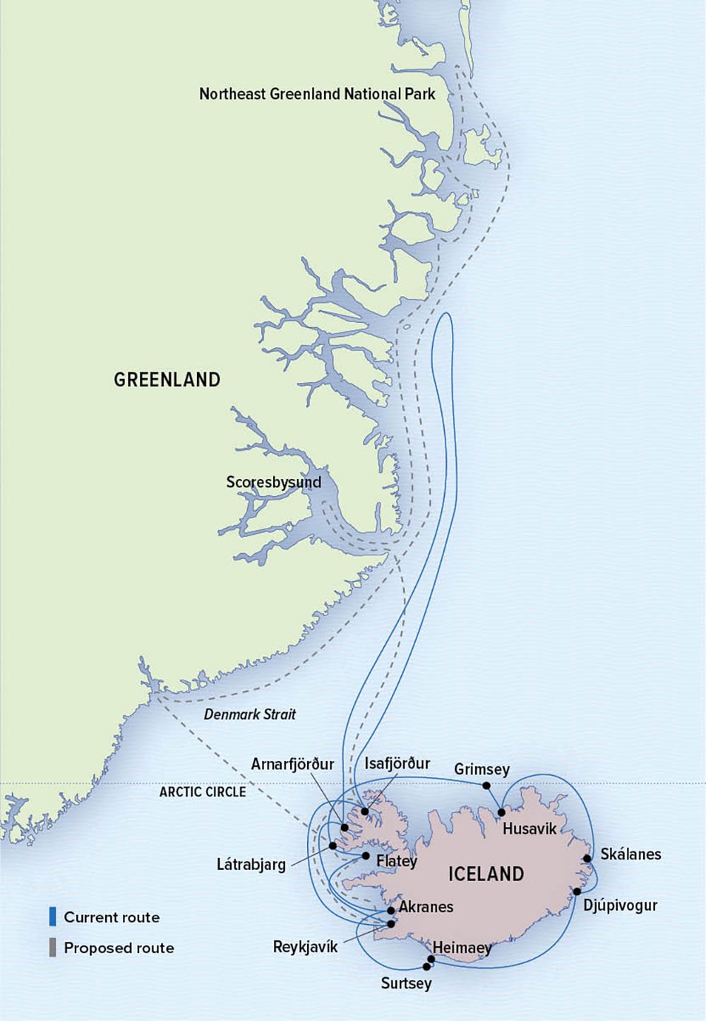 Iceland and Greenland Map